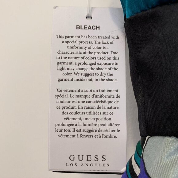 NWT Guess Abstract Print Black Bow Front Dress L - Picture 7 of 9